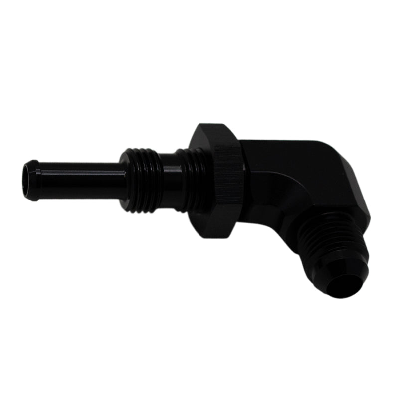 DeatschWerks 6-02-0712-B FITS 6AN Male Flare to 5/16in Male Barb Bulkhead Adapter 90-DegreeAnodized Matte Black