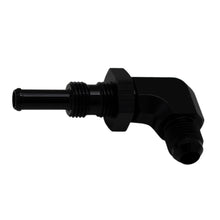 Load image into Gallery viewer, DeatschWerks 6-02-0712-B FITS 6AN Male Flare to 5/16in Male Barb Bulkhead Adapter 90-DegreeAnodized Matte Black