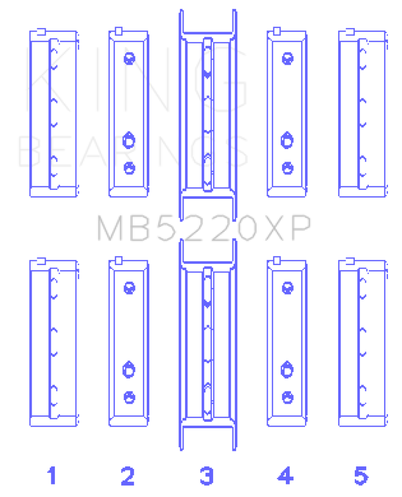 King Engine Bearings MB5220XP0.25 -  -FITS: Subaru WRX/STi EJ20 EJ22 EJ25 Flange #3 Position (Size 0.25) Performance Main Bearing Set