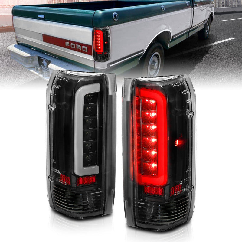 ANZO 311350 FITS: 1987-1996 Ford F-150 LED Taillights Black Housing Clear Lens (Pair)