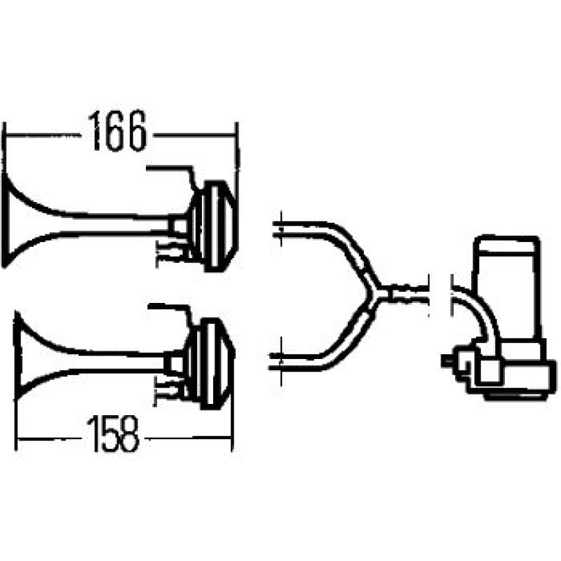 Hella 3001651 - Twin Trumpet Horn Kit 12V 240W 795-800Hz 118dB