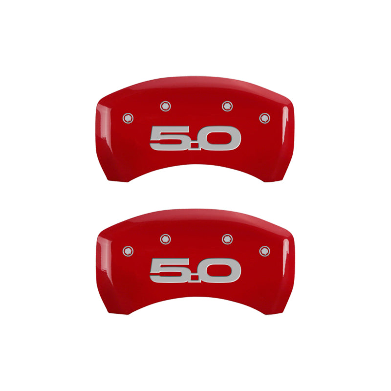 MGP 10200SM52RD FITS 4 Caliper Covers Engraved Front 2015/Mustang Engraved Rear 2015/50 Red finish silver ch