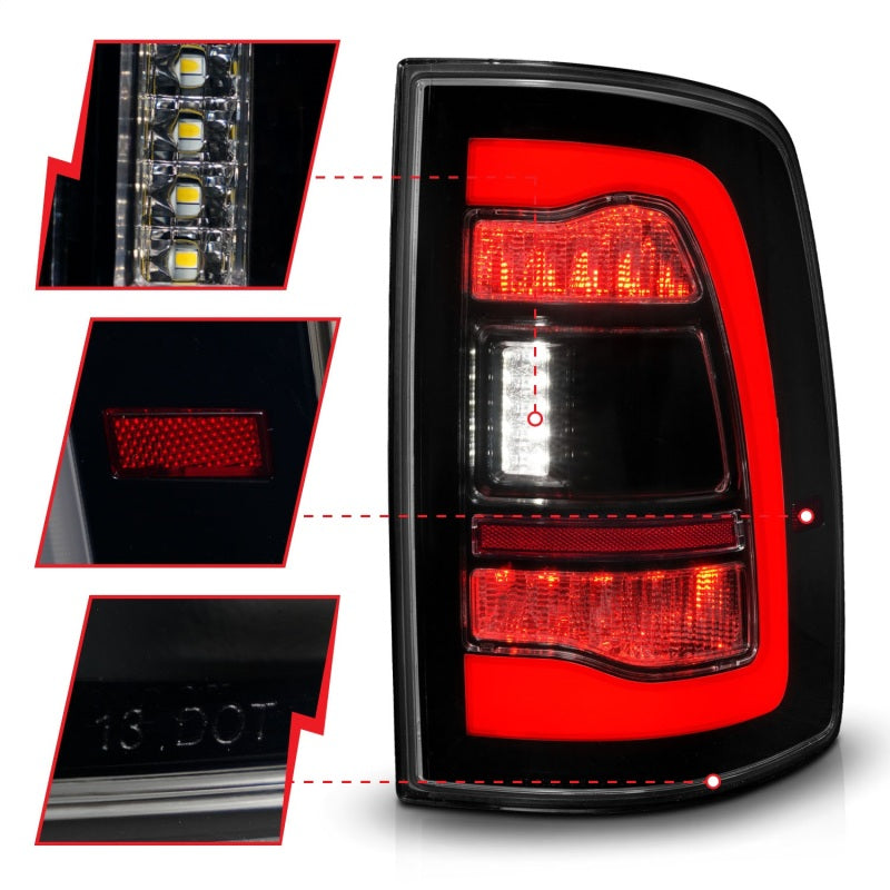 ANZO 311470 FITS 09-18 Dodge Ram 1500 Sequential LED Taillights Smoke Black