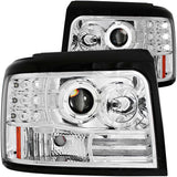 ANZO 111183 FITS: 1992-1996 Ford F-150 Projector Headlights w/ Halo Chrome w/ Side Markers and Parking Lights