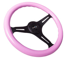 Load image into Gallery viewer, NRG Classic Wood Grain Steering Wheel (350mm) Solid Pink Painted Grip w/Black 3-Spoke Center - free shipping - Fastmodz
