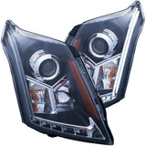 ANZO 111308 FITS: 2010-2015 Cadillac Srx Projector Headlights w/ Plank Style Design Black