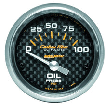 Load image into Gallery viewer, AutoMeter 4727 - Autometer Carbon Fiber 52mm 100 PSI Electronic Oil Pressure Gauge