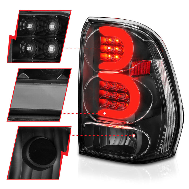 ANZO 311371 -  FITS: 2002-2009 Chevrolet Trailblazer LED Tail Lights w/ Light Bar Black Housing Clear Lens