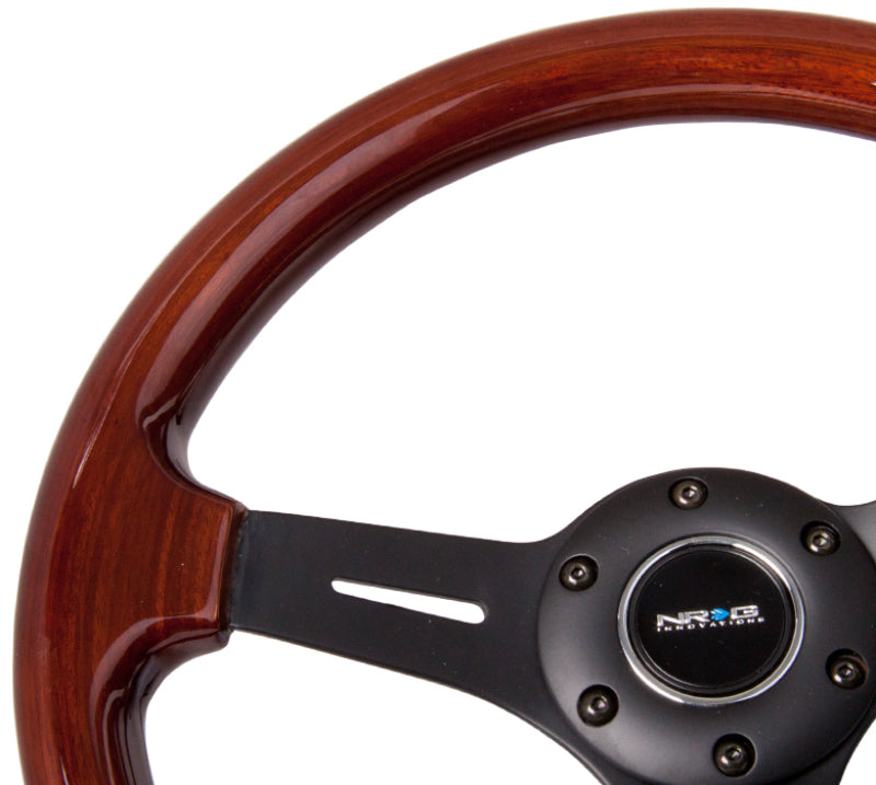 NRG ST-015-1BK - Classic Wood Grain Steering Wheel (330mm) Wood Grain w/Matte Black 3-Spoke Center