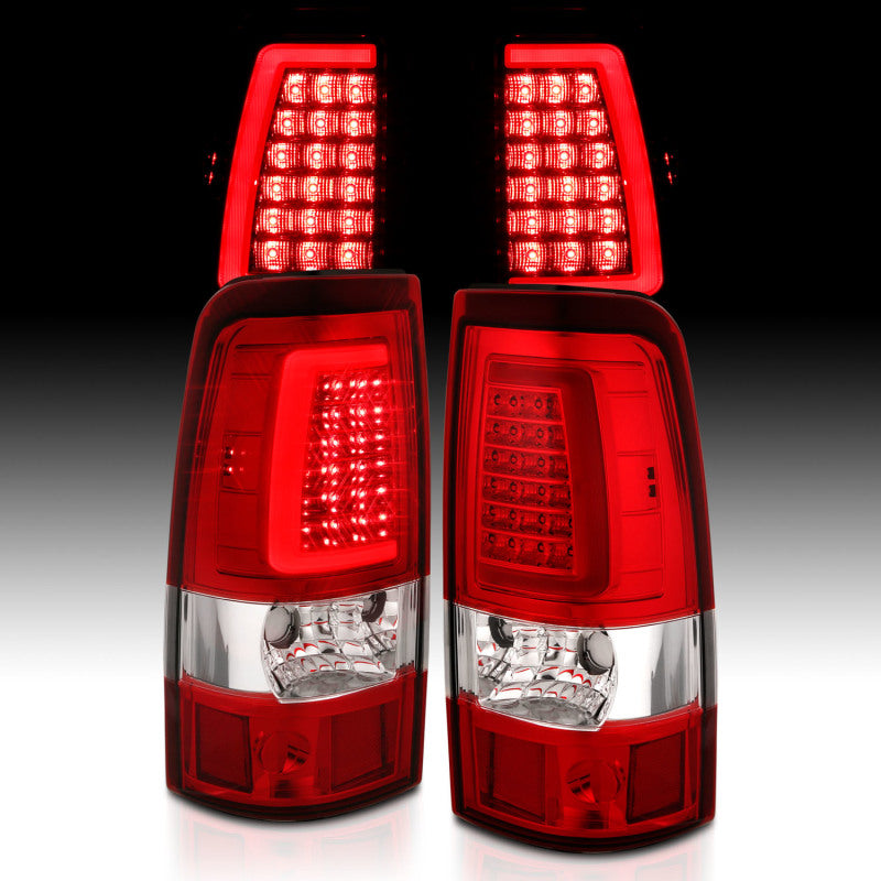 ANZO 311332 FITS 1999-2002 Chevy Silverado 1500 LED Taillights Plank Style Chrome With Red/Clear Lens