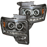 ANZO 111298 FITS: 2009-2014 Ford F-150 Projector Headlights w/ Halo Black (CCFL) G2