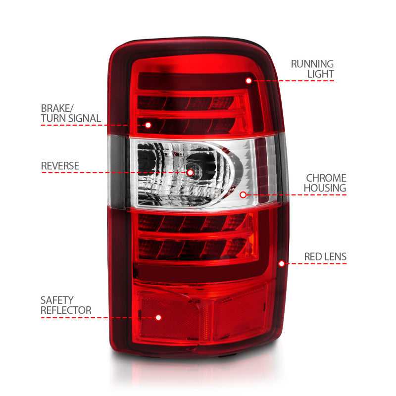 ANZO 311364 FITS 2000-2006 Chevrolet Tahoe LED Tail Lights w/ Red Lens Chrome Housing