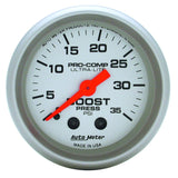 AutoMeter 4304 - Autometer Ultra-Lite 52mm 35 PSI Mechanical Boost Gauge