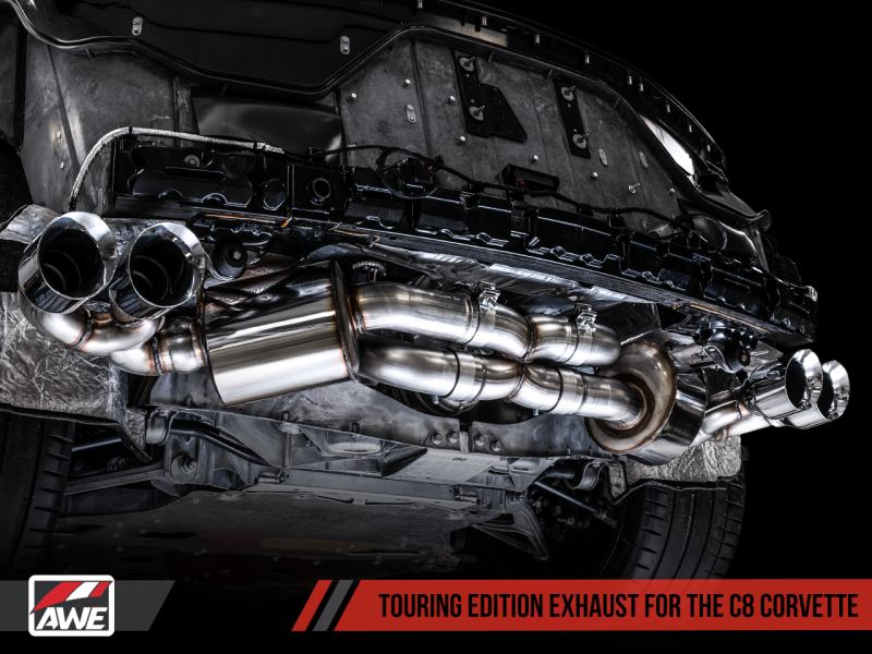 AWE Tuning 3015-42151 FITS 2020 Chevrolet Corvette (C8) Touring Edition Exhaust - Quad Chrome Silver Tips