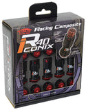 Project Kics WRIA13KR - 12X1.25 Black R40 Iconix Lug Nuts 16+4 (Red Cap)