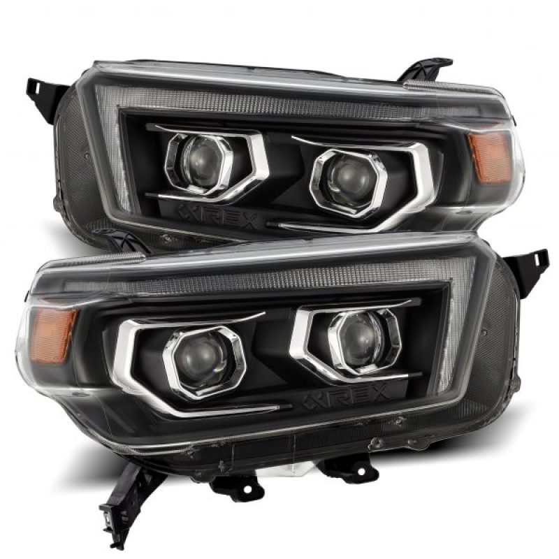 AlphaRex 880757 FITS 10-13 Toyota 4Runner LUXX LED Proj Headlights Plank Style Black w/Seq Signal/DRL
