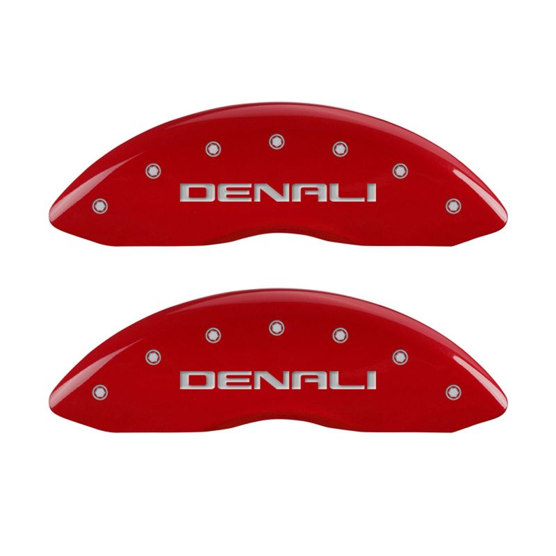 MGP 34009SDNLRD - 4 Caliper Covers Engraved Front & Rear Denali Red finish silver ch