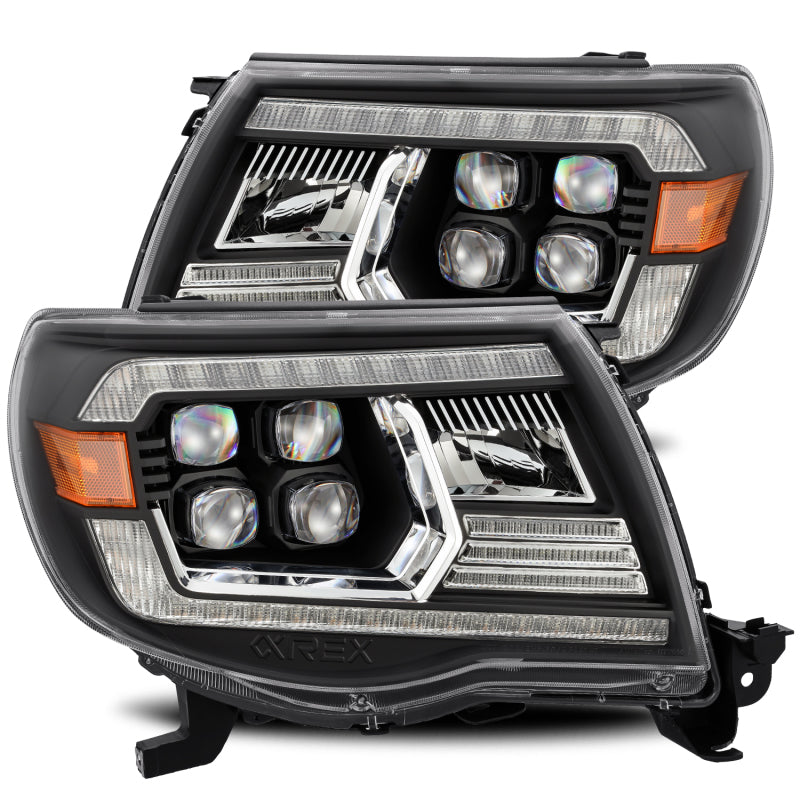 AlphaRex 880742 FITS 05-11 Toyota Tacoma NOVA LED Projector Headlights Plank Style Alpha Black w/Activ Light/DRL
