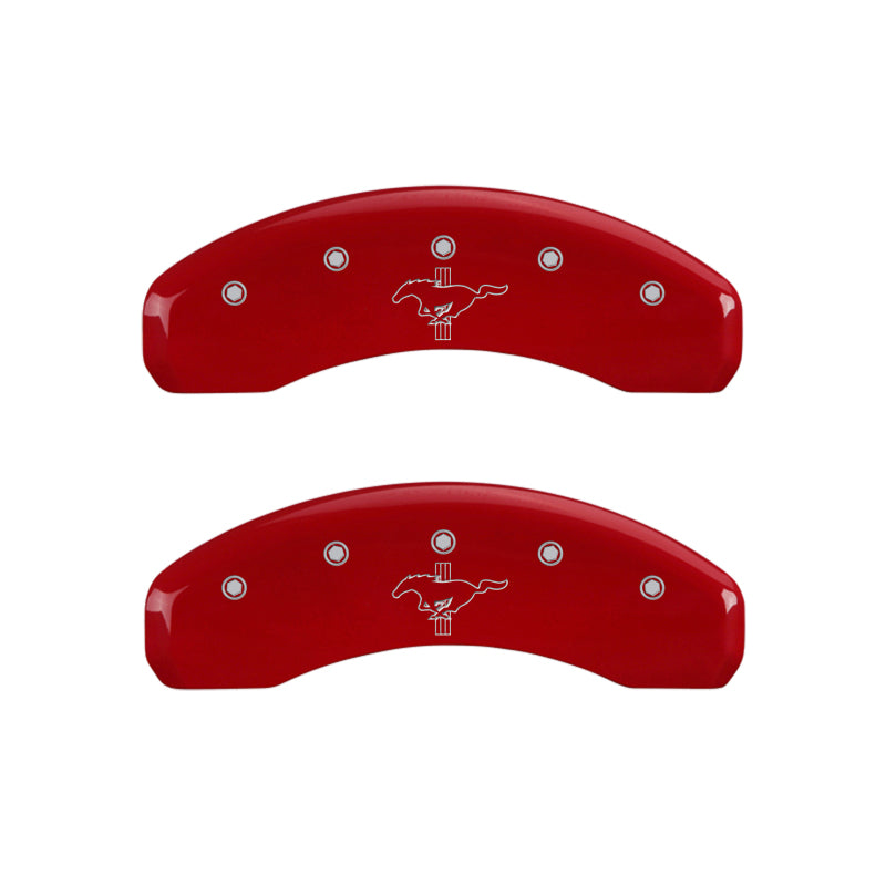 MGP 10202SMB2RD FITS 4 Caliper Covers Engraved Front 2015/Mustang Engraved Rear 2015/Bar & Pony Red finish silver ch