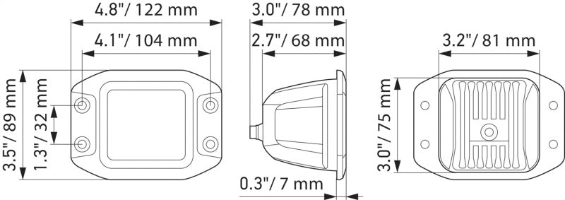 Hella 358176831 - Universal Black Magic 3.2in L.E.D. Cube KitFlood Beam (Flush Mount)