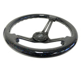 NRG RST-018BSB-BK - Reinforced Steering Wheel (350mm / 3in. Deep) Black Multi Color Flake Wood w/ Black Matte Center