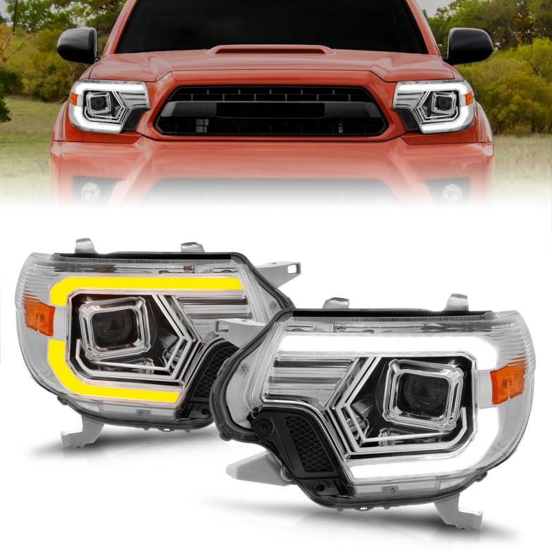 ANZO 111557 FITS 12-15 Toyota Tacoma Projector Headlightsw/ Light Bar Switchback Chrome Housing