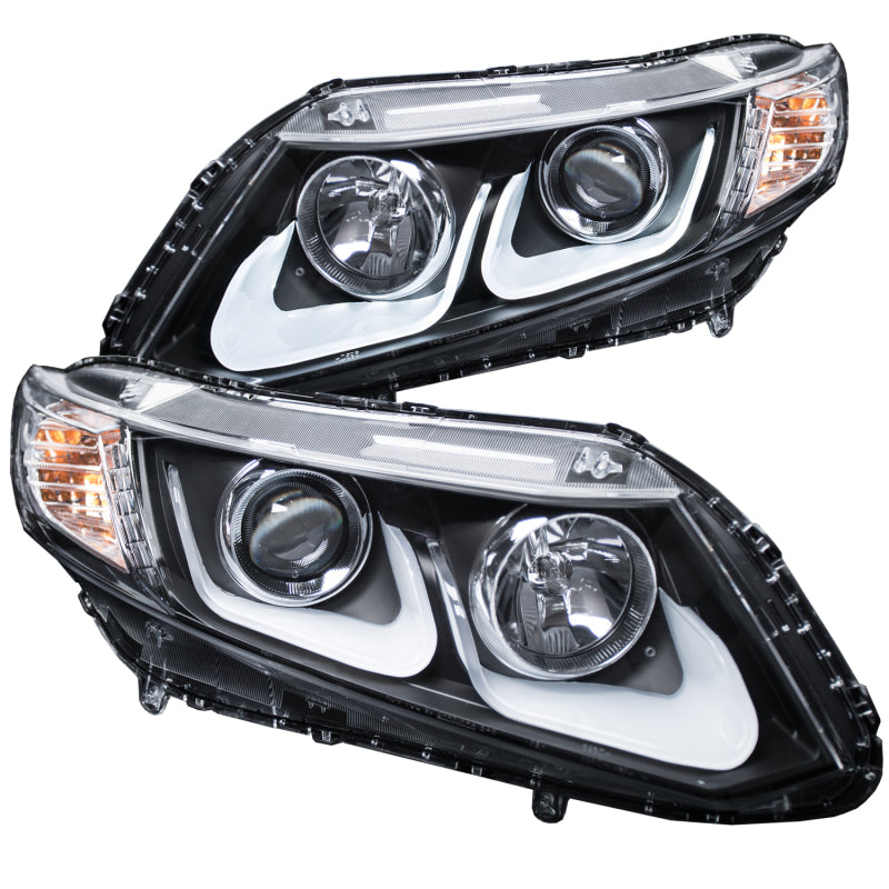 ANZO - [product_sku] - ANZO 2012-2015 Honda Civic Projector Headlights w/ U-Bar Black - Fastmodz