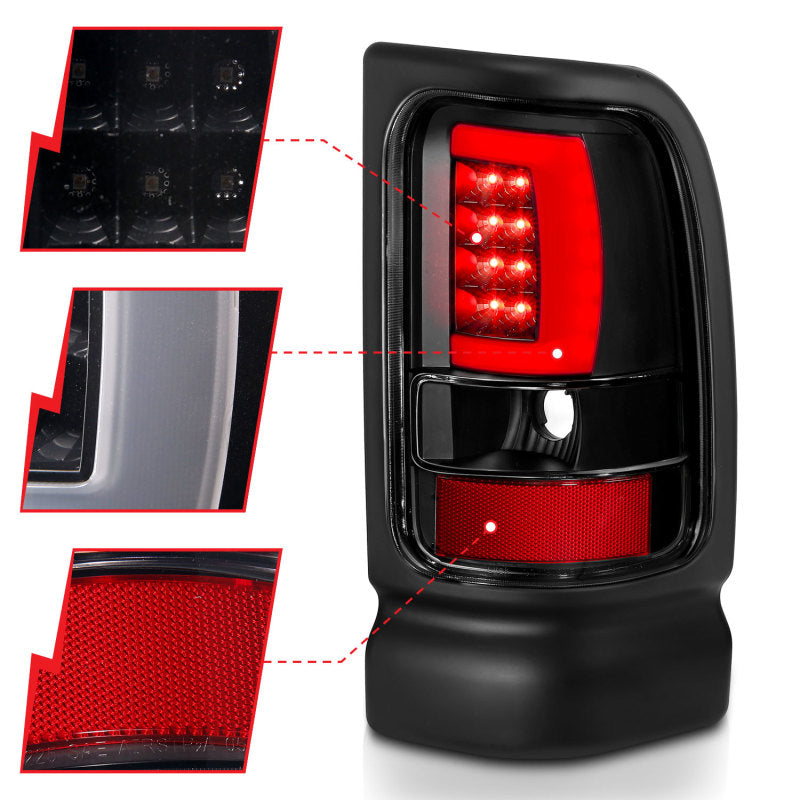 ANZO 311339 -  FITS: 1994-2001 Dodge Ram 1500 LED Taillights Plank Style Black w/Clear Lens