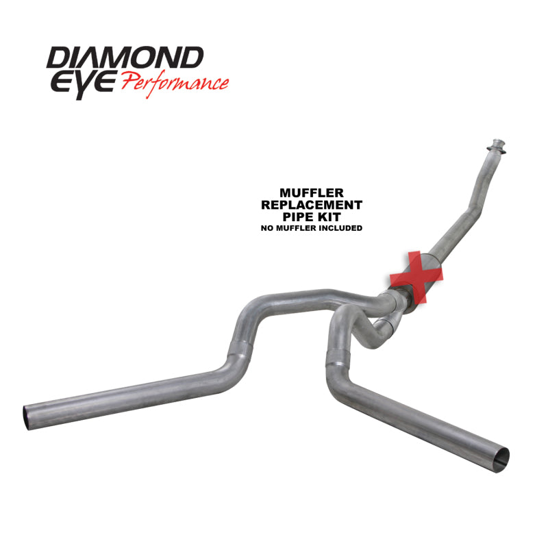 Diamond Eye Performance K4214A-RP - Diamond Eye KIT 4in TB MFLR RPLCMENT PIPE DUAL AL: 94-02 DODGE CUMMINS 5.9L