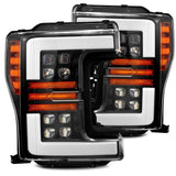 AlphaRex 880100 FITS 17-19 Ford F-250 SD NOVA LED Proj Headlights Plank Style Gloss Blk w/Activ Light/Seq Signal
