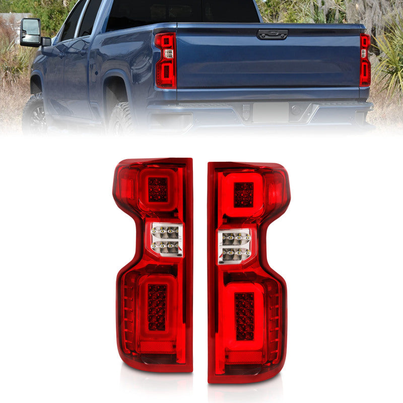 ANZO 311416 -Anzo 19-21 Chevy Silverado Full LED Tailights Chrome Housing Red/Clear Lens G2 (w/C Light Bars)