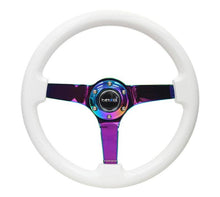 Load image into Gallery viewer, NRG RST-036WT-MC - Reinforced Steering Wheel (350mm / 3in. Deep) Classic White w/4mm Neochrome Solid 3-Spoke