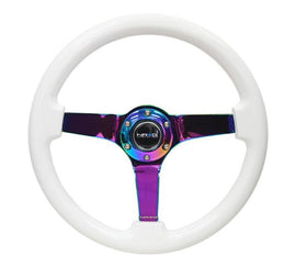 NRG RST-036WT-MC - Reinforced Steering Wheel (350mm / 3in. Deep) Classic White w/4mm Neochrome Solid 3-Spoke