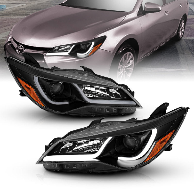 ANZO - [product_sku] - ANZO Projector Headlights With Plank Style Design Black w/Amber 15-16 Toyota Camry (4DR) - Fastmodz