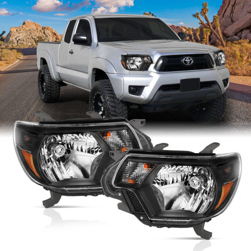 ANZO - [product_sku] - ANZO 2012-2015 Toyota Tacoma Crystal Headlights Black - Fastmodz