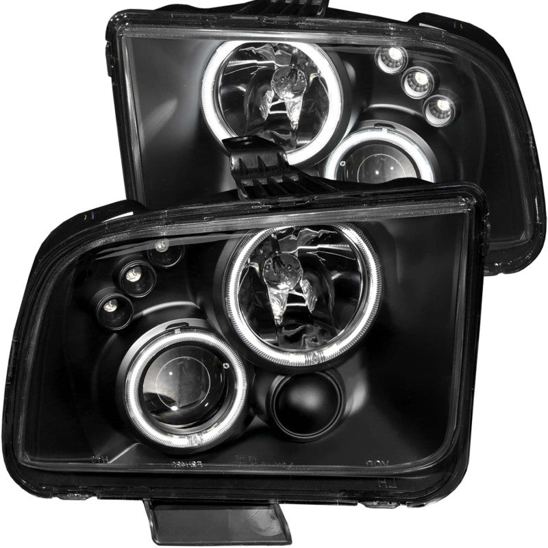 ANZO 121166 FITS: 2005-2009 Ford Mustang Projector Headlights w/ Halo Black