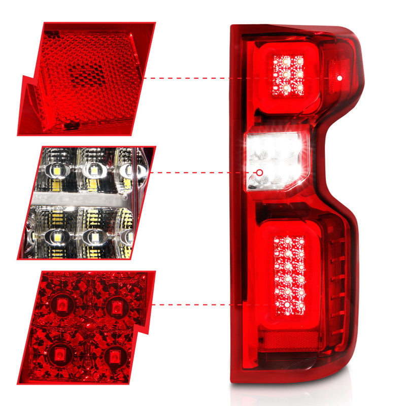 ANZO 311416 -Anzo 19-21 Chevy Silverado Full LED Tailights Chrome Housing Red/Clear Lens G2 (w/C Light Bars)