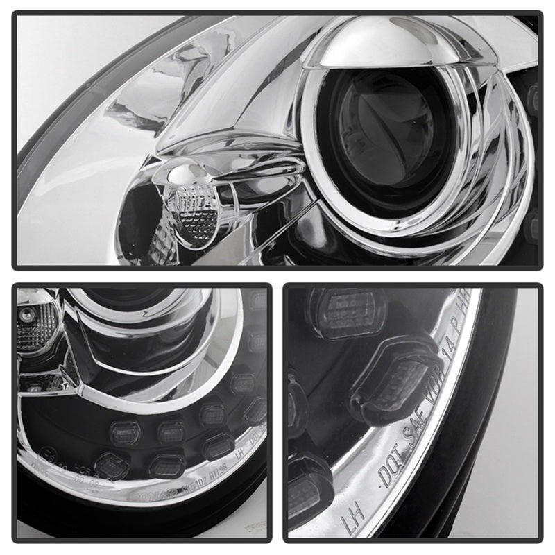 SPYDER 5080554 - Spyder Volkswagen Beetle 1998-2005 Projector Headlights DRL Chrome PRO-YD-VB98-DRL-C