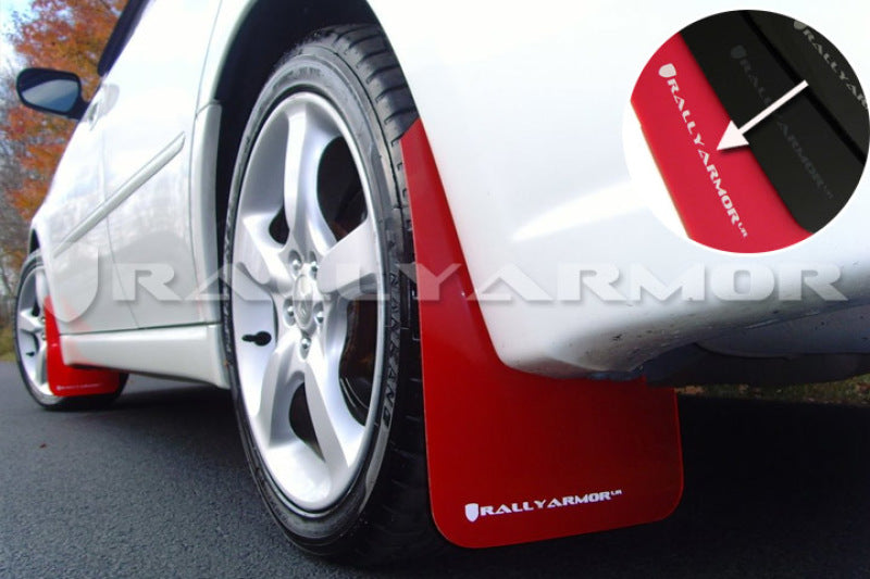 Rally Armor MF4-UR-RD/WH FITS: 2005-2009 Legacy GT and Outback UR Red Mud Flap w/ White Logo