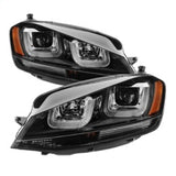 SPYDER 5080578 - Spyder Volkswagen Golf VII 14-16 Projector Headlights DRL LED Blk Stripe Blk PRO-YD-VG15-BLK-DRL-BK