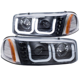 ANZO - [product_sku] - ANZO 1999-2006 Gmc Sierra 1500 Projector Headlights w/ U-Bar Black - Fastmodz