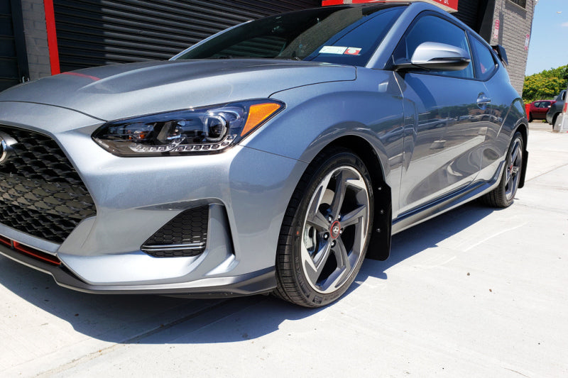 Rally Armor MF58-UR-BLK/RD FITS: 2019+ Hyundai Veloster Turbo R-Spec UR Black Mud Flap w/ Red Logo