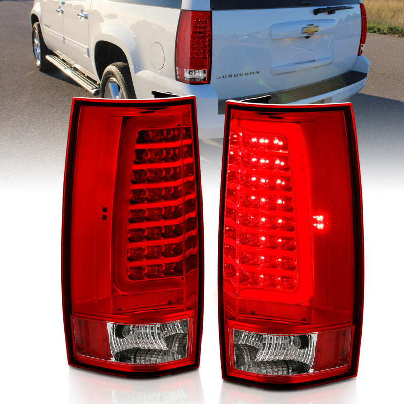 ANZO 311323 FITS 2007-2014 Chevy Tahoe LED Taillight Plank Style Chrome With Red/Clear Lens