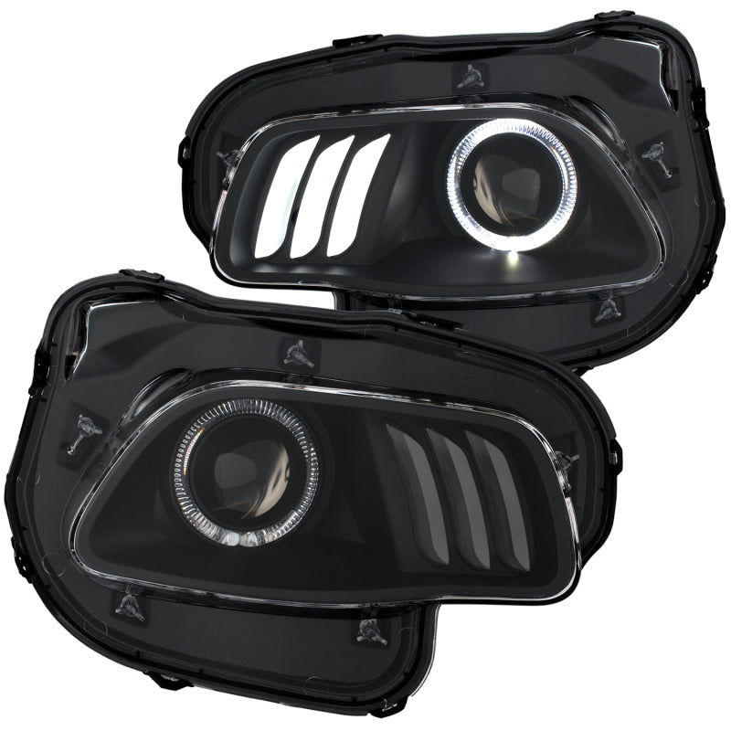 ANZO 111353 FITS 2014-2016 Jeep Cherokee Projector Headlights Black clear w/ white and Red