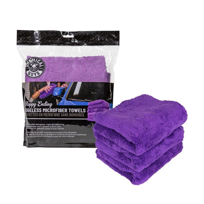 Chemical Guys MIC34803 - Ultra Edgeless Microfiber Towel16in x 16inPurple3 Pack