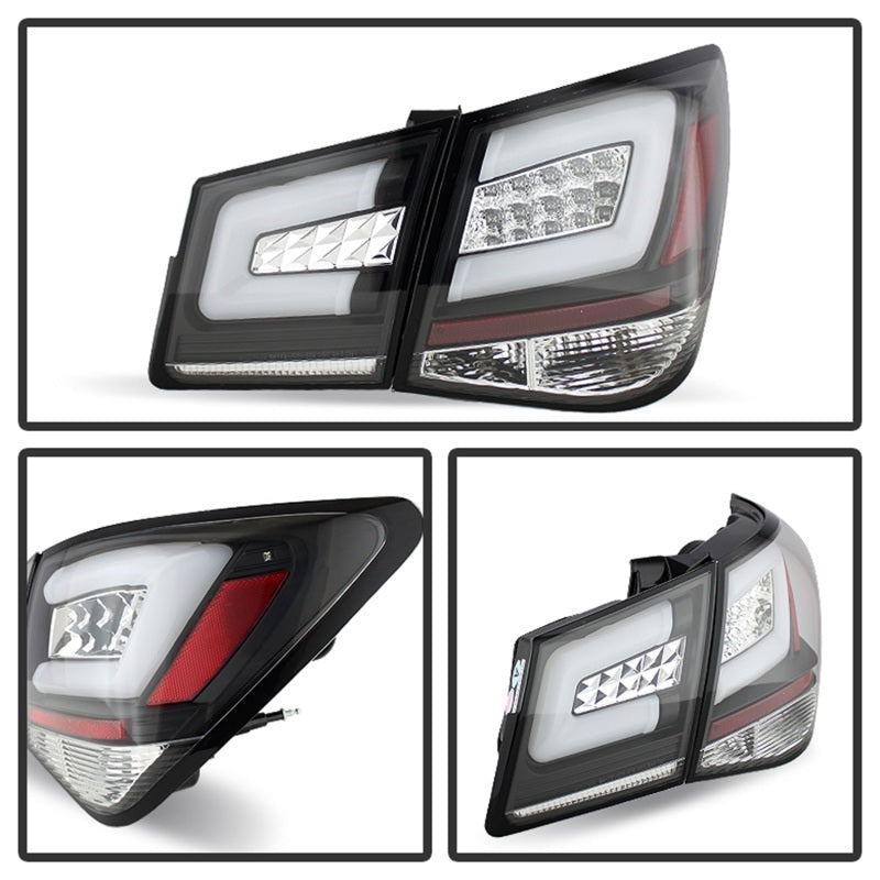 SPYDER 5076595 - Spyder Chevy Cruze 2011-2014 Light Bar LED Tail Lights Black ALT-YD-CCRZ11-LBLED-BK