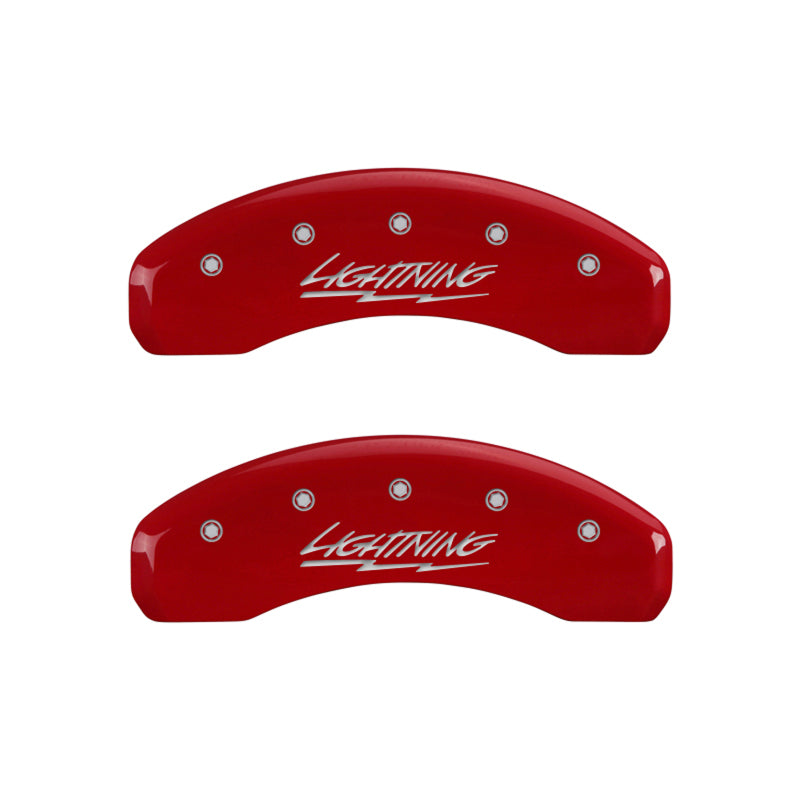 MGP 10021SLTGRD FITS 4 Caliper Covers Engraved Front & Rear Lightning Red finish silver ch