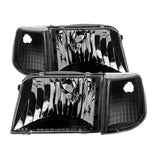 SPYDER 9029363 - Xtune Ford Ranger 93-97 Crystal Headlights w/ Corner Lights 4pcs Sets Black HD-JH-FR93-SET-BK