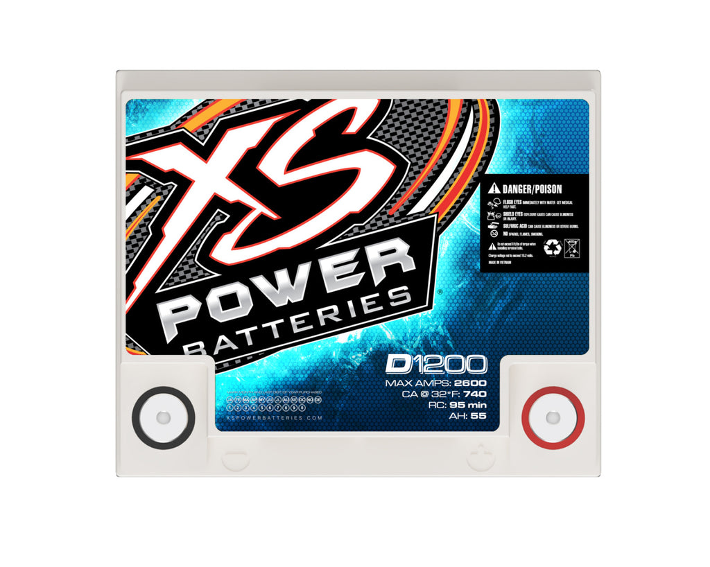 XS Power Batteries 12V AGM D Series Batteries - M6 Terminal Bolts Included 2600 Max Amps