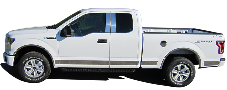 QAA Chrome Molding Inserts For 2015-2020 Ford F-150 - 4-door Pickup Truck Super Cab 6.5' bed
